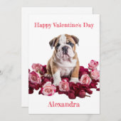 ピンクカスタムと赤のバラのバレンタインとブルドッグ シーズンカード (正面/裏面)