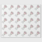 ピンクカスタムのカップケーキと誕生日キャンドルスケッチ ラッピングペーパー (フラット)