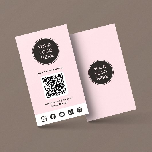 ピンクカスタムのソーシャルメディアロゴ名刺 名刺