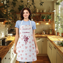 ピンクカスタムのハートとハーブを持つハーブウィスパー エプロン