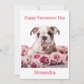 ピンクカスタムのバラとブルドッグパピバレンタイン シーズンカード (正面)