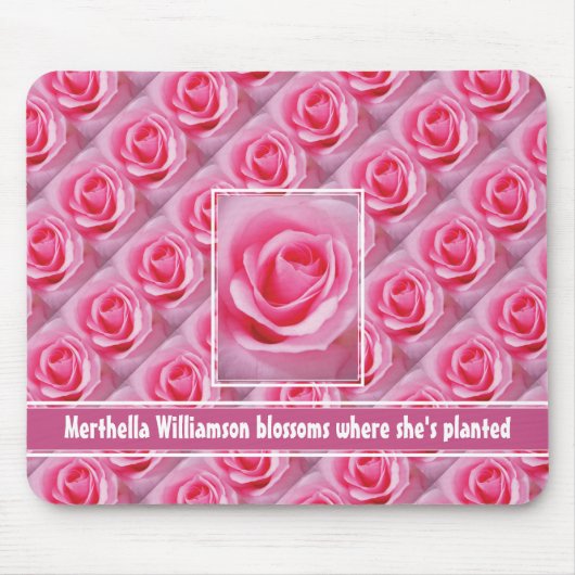 ピンクカスタムのバラを植えた花 マウスパッド (正面)