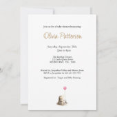 ピンクカスタムのバルーンベビーシャワー付きハリネズミ 招待状 (裏面)