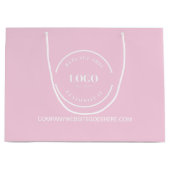 ピンクカスタムのビジネス会社のウェブサイト白のロゴ ラージペーパーバッグ (正面)