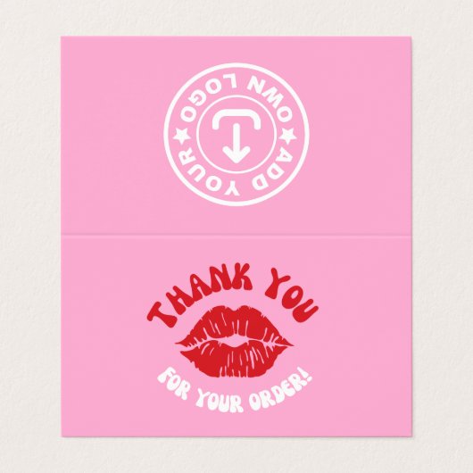 ピンクカスタムのビジネスSNSお礼を折った 名刺 (外部フラット)