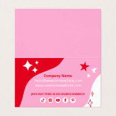 ピンクカスタムのビジネスSNSお礼を折った 名刺 (内部フラット)