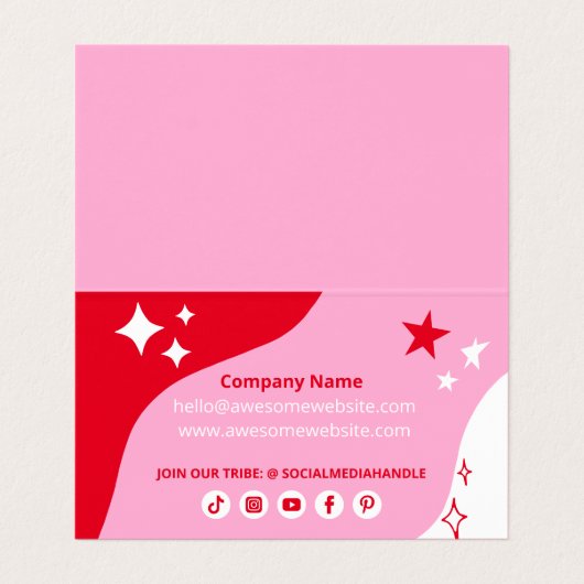 ピンクカスタムのビジネスSNSお礼を折った 名刺 (内部フラット)