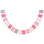 ピンクカスタムのフォトハッピーバースデーバナー バンティングフラッグ (全)