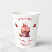 ピンクカスタムのベリーファースト誕生日パーティー 紙コップ (正面)