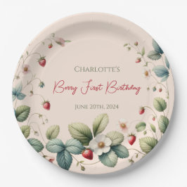 ピンクカスタムのベリーファースト誕生日 ペーパープレート