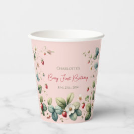 ピンクカスタムのベリーファースト誕生日 紙コップ