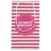 ピンクカスタムのメリークリスマス スモールペーパーバッグ (正面)