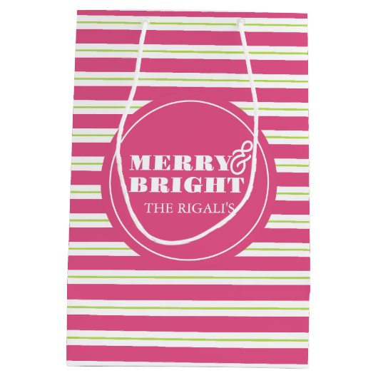 ピンクカスタムのメリークリスマス ミディアムペーパーバッグ (裏面)