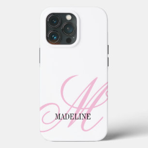 ピンクカスタムのモノグラム透エレガントかし iPhone 13 PROケース