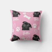 ピンクカスタムのラブポープリントドッグラバーペットフォト クッション (正面)