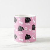 ピンクカスタムのラブポープリントドッグラバーペットフォト コーヒーマグカップ (中央)