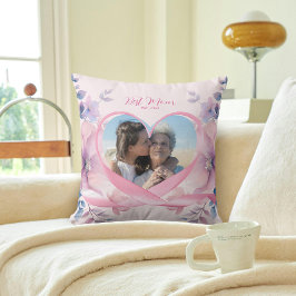 ピンクカスタムのリボンで母の日の贈り物ハート クッション