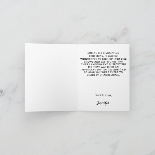 ピンクカスタムの写真の卒業式とメッセージ サンキューカード (内部)