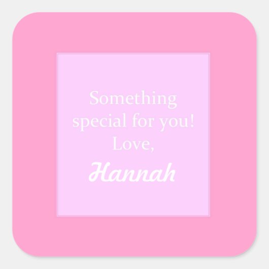 ピンクカスタムの子どもギフトシール スクエアシール (正面)