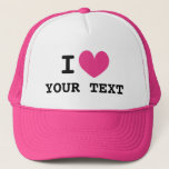 ピンクカスタムの愛のアイコンとハートトラック帽 キャップ<br><div class="desc">ピンクカスタムの愛のアイコンとハートトラック帽。このテンプレートパーソナライズされたで自分の帽子を空白の作れ。黒カスタム色ハートタイポグラフィ。</div>