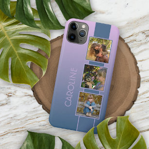 ピンクカスタムの濃グラデーション紫色の青の写真 iPhone 15 PRO MAXケース