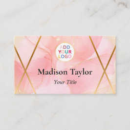 ピンクカスタムの金ゴールドQRコードのモダン名刺 名刺