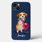 ピンクカスタムの風船を使ったかわいい子犬 Case-Mate iPhoneケース (裏面)
