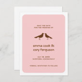 ピンクカスタムの鳥のフラットカードを日付保存 案内ポストカード (正面/裏面)