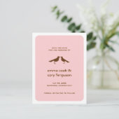 ピンクカスタムの鳥のフラットカードを日付保存 案内ポストカード (スタンド正面)