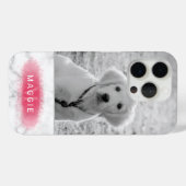 ピンクカスタムを使用したフェイクペットの写真と大理石のテクスチャ Case-Mate iPhoneケース (裏面 (横))
