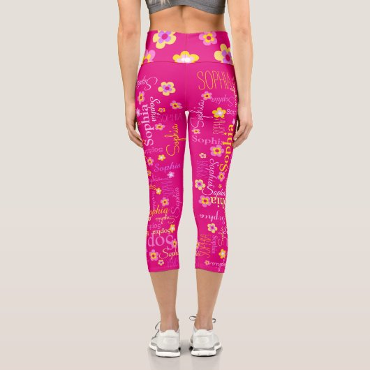 ピンクカスタムイエロー女子文字名花ソフィア カプリレギンス (裏面)