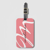 ピンクカスタムイニシャル文字M ラゲッジタグ (正面縦)