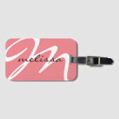 ピンクカスタムイニシャル文字M ラゲッジタグ (正面横)