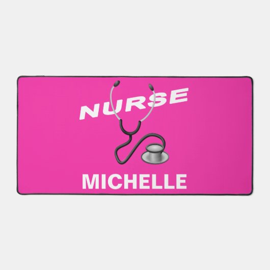 ピンクカスタムナース名 デスクマット (正面)