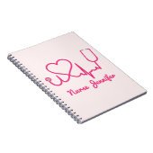 ピンクカスタムナース名Stethoscopeハート生命線 ノートブック (右側)