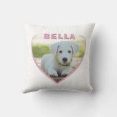 ピンクカスタムハートの犬の写真と名前 クッション (裏面)