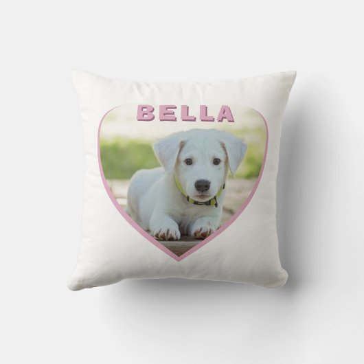 ピンクカスタムハートの犬の写真と名前 クッション (裏面)