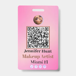 ピンクカスタムパーソナライズされたバッジ名タグQRcode バッジ