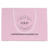 ピンクカスタムビジネス会社ウェブサイトあなたのロゴ ラージペーパーバッグ (正面)