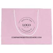 ピンクカスタムビジネス会社ウェブサイトあなたのロゴ ラージペーパーバッグ (裏面)