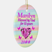 ピンクカスタムフローラ85位誕生日賛美オーナメント セラミックオーナメント (右)