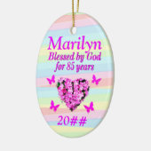 ピンクカスタムフローラ85位誕生日賛美オーナメント セラミックオーナメント (左)