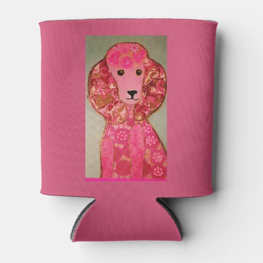 ピンクカスタムプードルドッグ付きクーラーボックス 缶クーラー (正面)