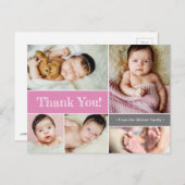 ピンクカスタムベビー誕生のお知らせ ポストカード (正面/裏面)