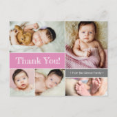 ピンクカスタムベビー誕生のお知らせ ポストカード (正面)