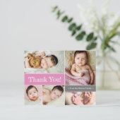 ピンクカスタムベビー誕生のお知らせ ポストカード (スタンド正面)