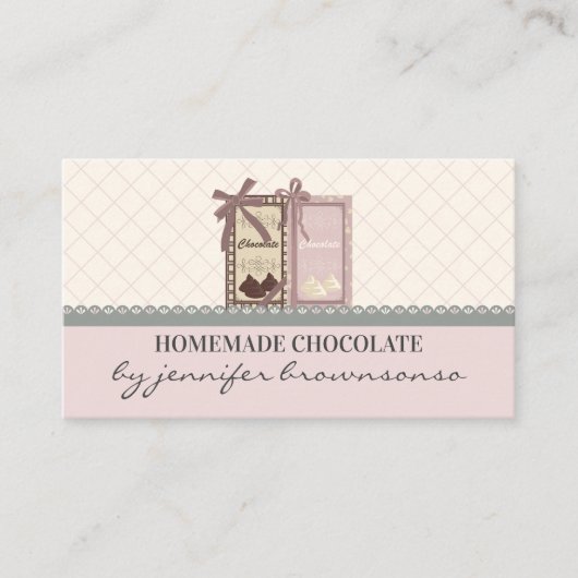 ピンクカスタムベーカリー箱包装チョコレート 名刺 (正面)
