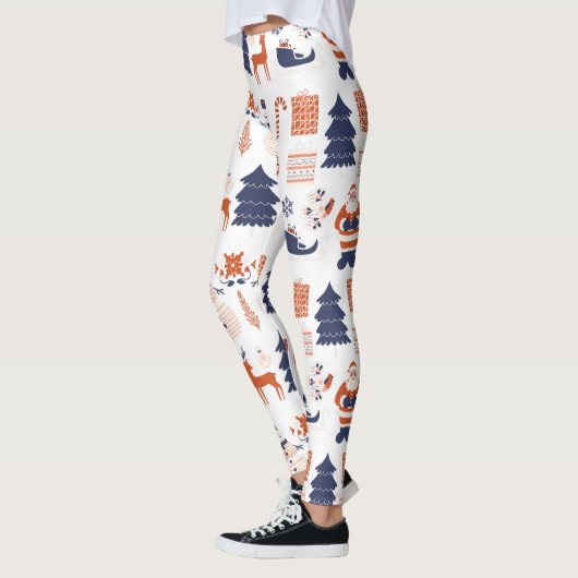 ピンクカスタムレッドブルーレギンスのクリスマスブランド レギンス (左)