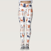 ピンクカスタムレッドブルーレギンスのクリスマスブランド レギンス (正面)