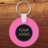 ピンクカスタムロゴ事業会社 キーホルダー (正面)